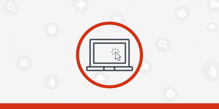 Graphic - computer with arrow depicting click