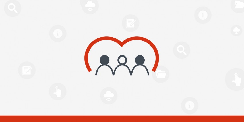 Graphic - people with heart in background